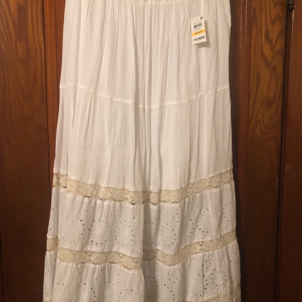 Cotton eyelet maxi skirt